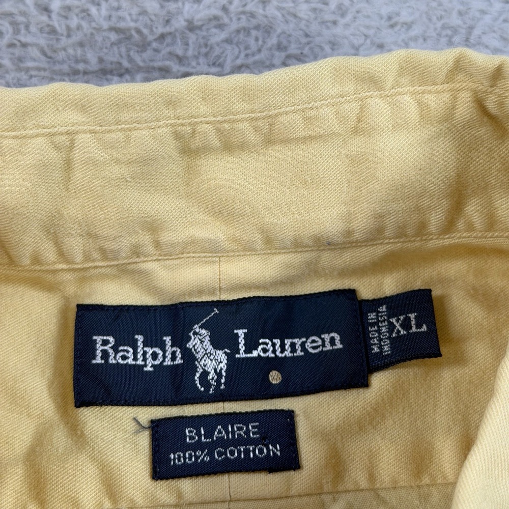 Polo Ralph Lauren Shirt Mens XL Yellow Blaire Short Sleeve Button Down Pony - Picture 3 of 8